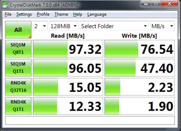 Testowanie prędkości pendrive