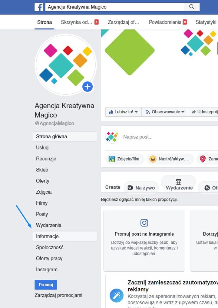 Modyfikacja profilu Facebook