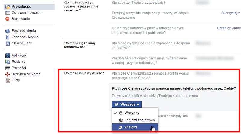Aktualizacja danych kontaktowych Facebook
