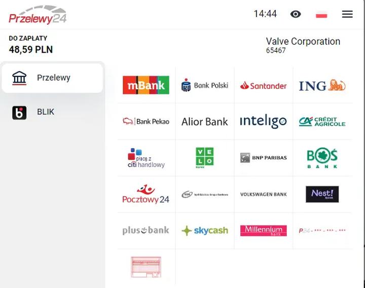Płatności Blikiem na Steam
