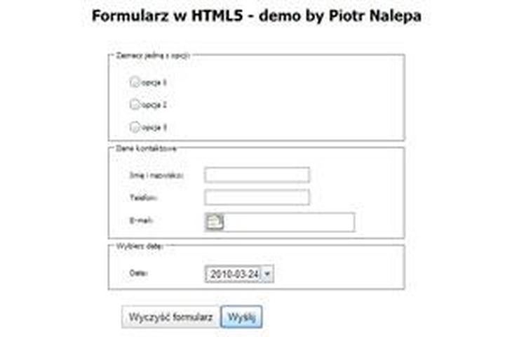 Projektowanie formularzy HTML